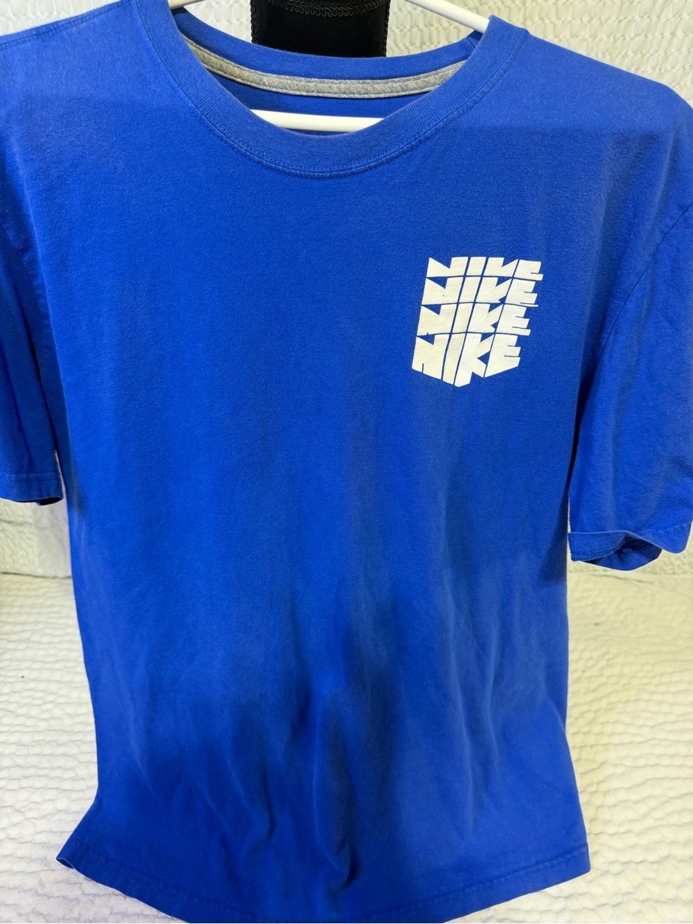 Nike Men’s Blue Short Sleeve Graphic Tee with White Chest Logo